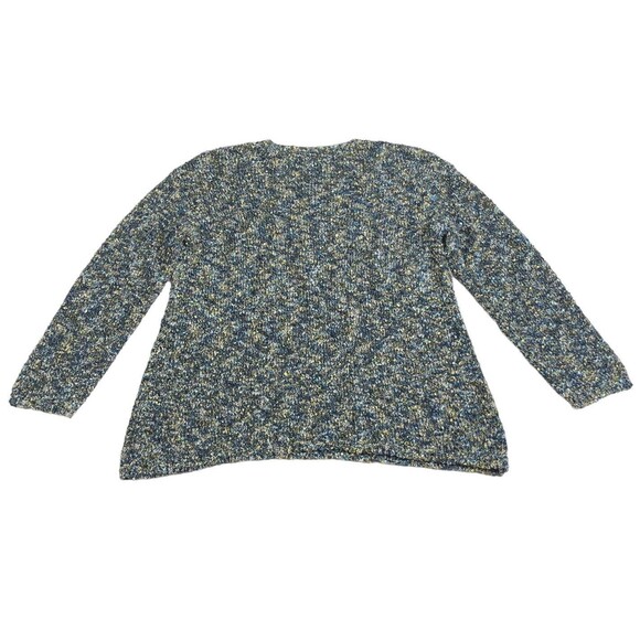 J Jill Sweater Womens Medium Blue Green V Neck Boucle Knit Pullover Sweatshirt - Picture 11 of 15
